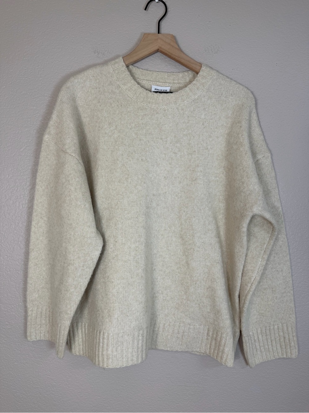 Song Of Style x Revolve Beige Cream Crewneck Wool Blend Sweater Medium NEW